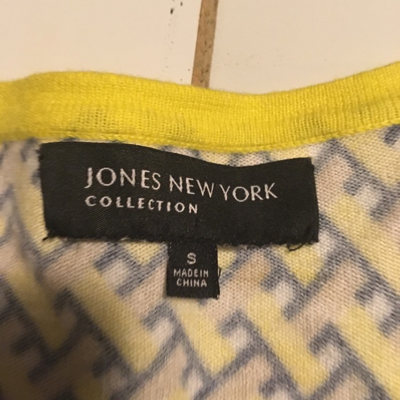 Jones New York S yellow black tan cardigan - Picture 2 of 8